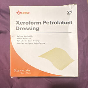 Carbou Xeroform Petrolatum Gauze Dressing 4in x 4in 25 Pack Non-Adhesive